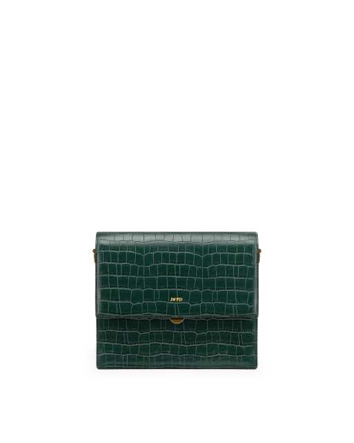 JW PEI mini flap crossbody bag in green croc, 5 of 5