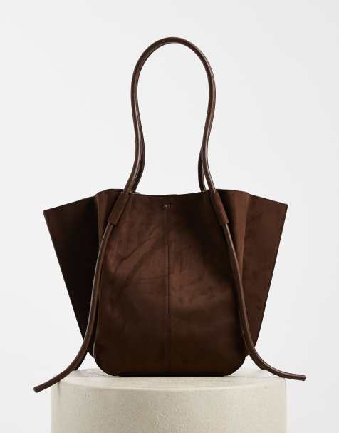 JW PEI Nala large faux suede tote bag in chocolate brown - view 1