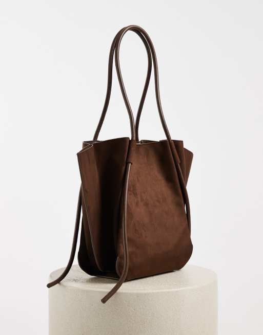 JW PEI Nala large faux suede tote bag in chocolate brown, 4 of 4
