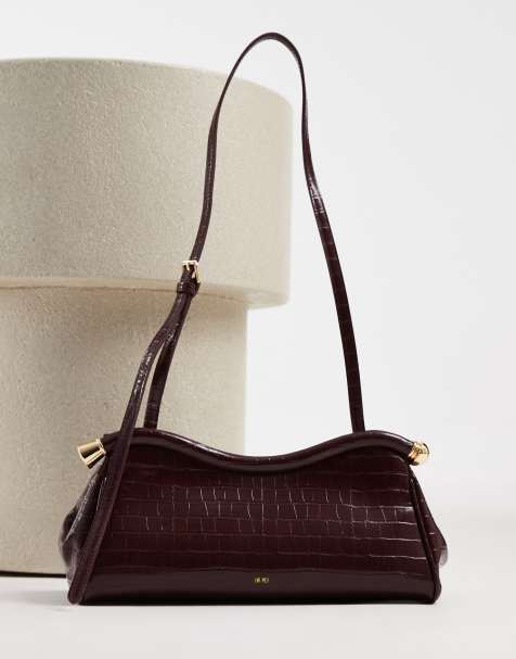 JW PEI Naomi axelväska i burgundy croc - view 1