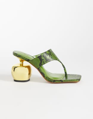  Naomi snake print heeled flip flops 