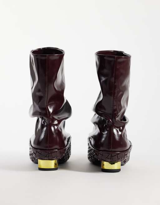 JW PEI Nerissa geflochtene spitze Stiefeletten mit Absatz in Burgunderrot, 5 von 5