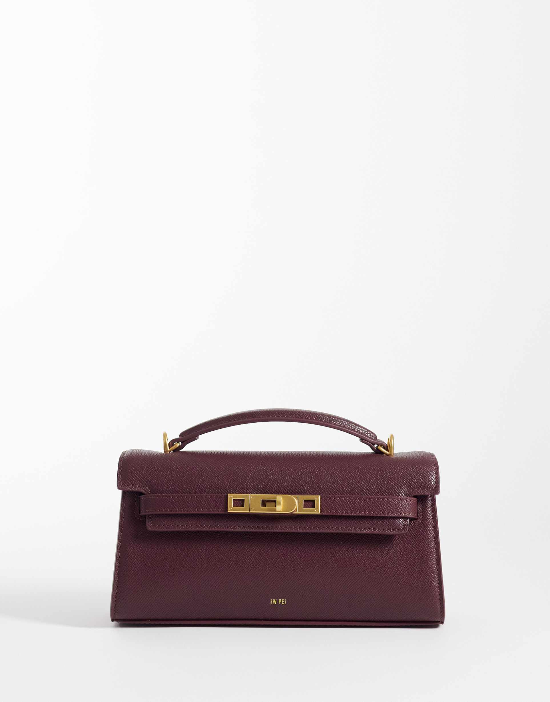 jw pei noor top handle bag in deep burgundy