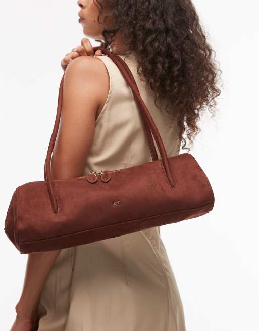 JW PEI Nova baguette style shoulder bag in brown suede