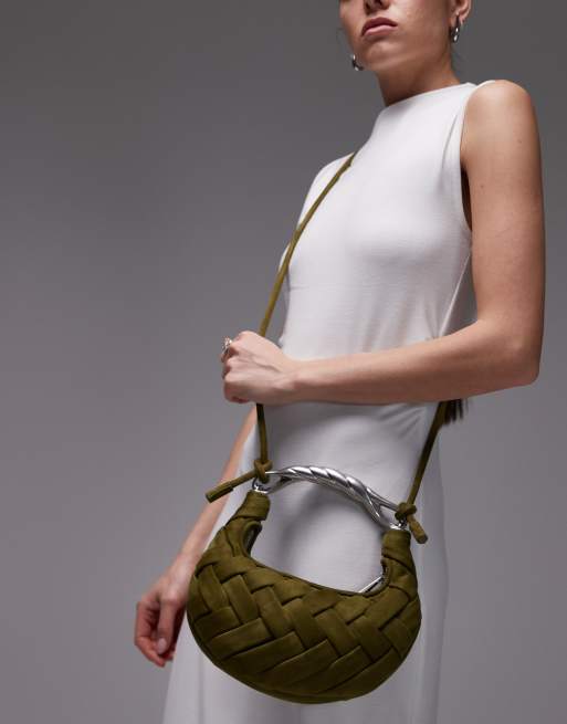 JW PEI Orla  weave top handle bag in olive green, 4 of 5