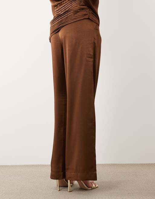 JW PEI - Pantalon large d'ensemble en satin - Chocolat, 5 de 5