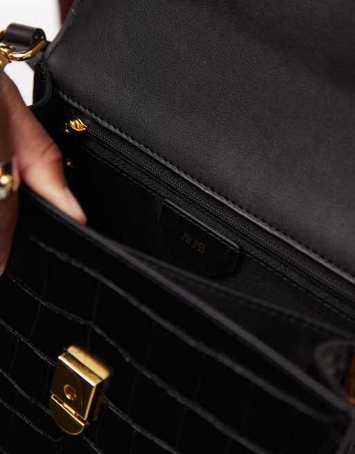 JW PEI - Petit sac bandoulière effet croco à rabat - Noir, 3 de 4