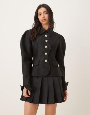 JW PEI - Plissierter Minirock aus Satin in Schwarz, Kombiteil