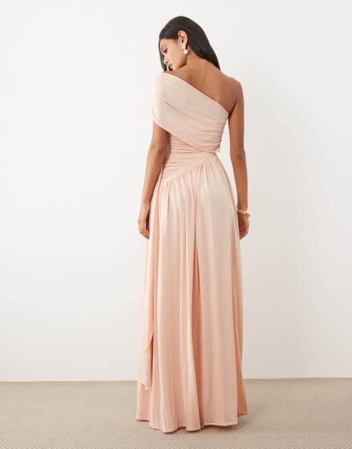 slinky ruched one shoulder dress Asymmetric One Shoulder Ruched Detail Maxi Dress In Lemon Slinky | EGO US