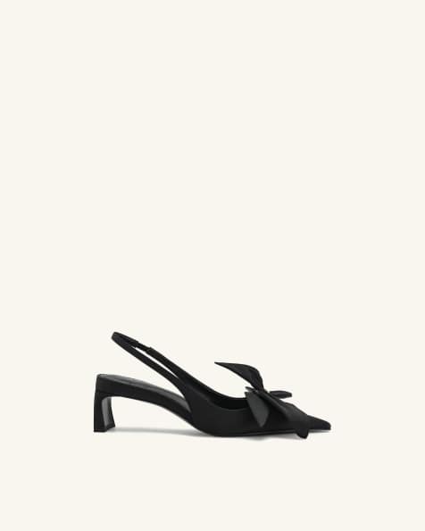 JW PEI Queena décolleté slingback con applicazioni floreali nere - view 1