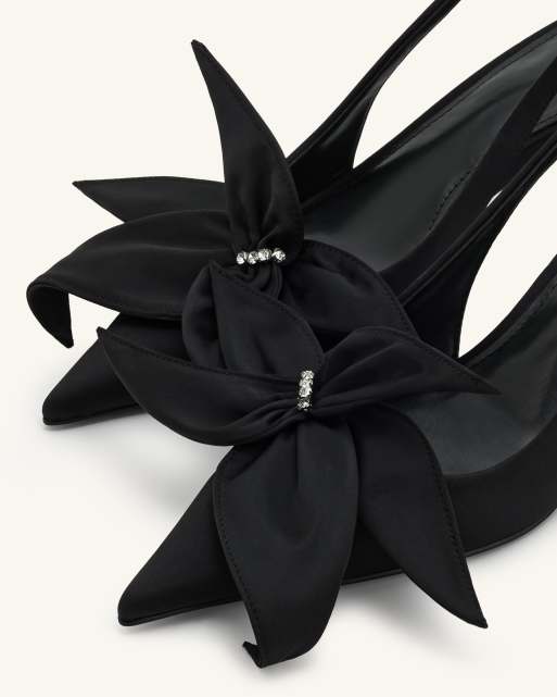 JW PEI Queena escarpins slingback à appliqués floraux noirs, 2 de 4