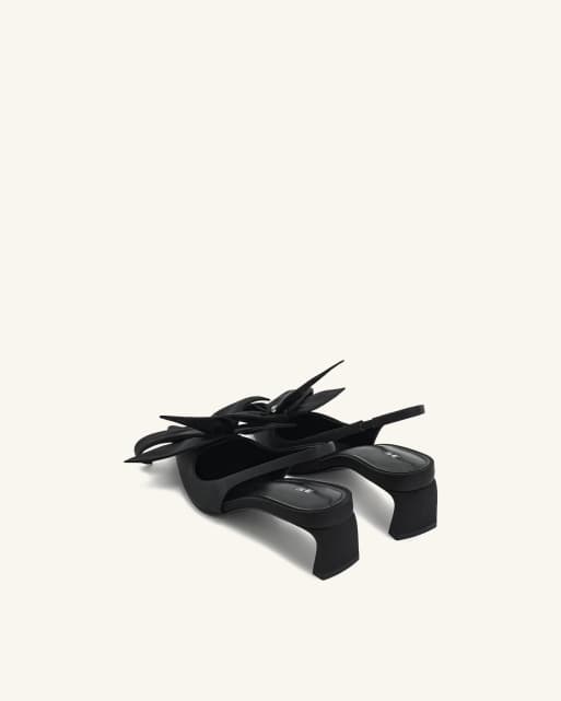 JW PEI Queena slingback-klackar med blomapplikationer i svart, 4 av 4