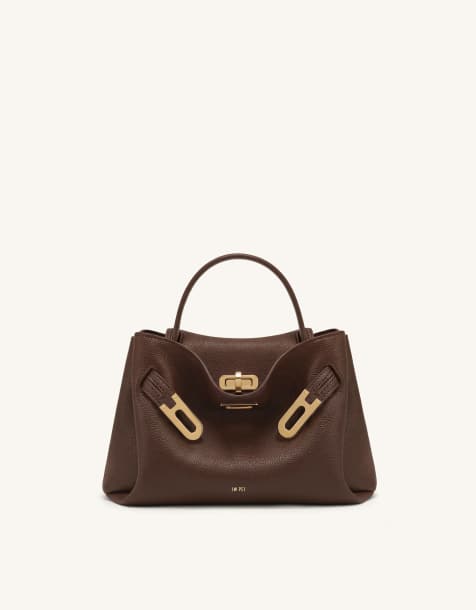 JW PEI Rhea double buckle top handle bag in chocolate brown - view 1