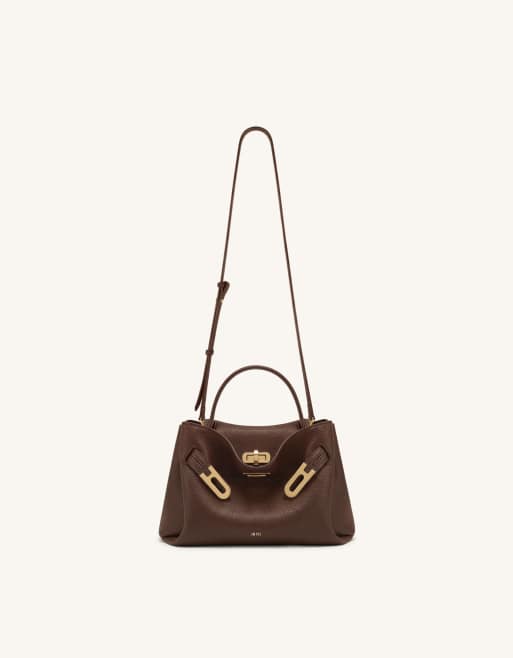 JW PEI Rhea double buckle top handle bag in chocolate brown, 2 of 5