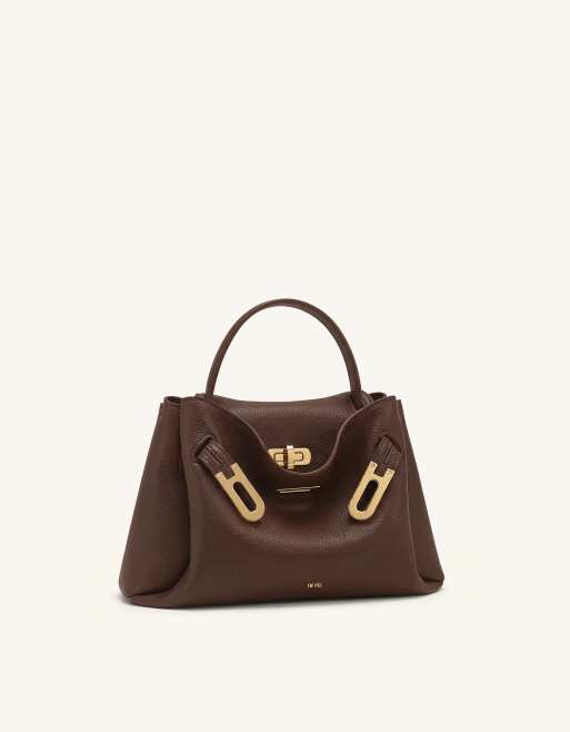 JW PEI Rhea double buckle top handle bag in chocolate brown, 4 of 5