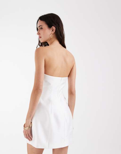 JW PEI - Robe bandeau courte et ajustée avec appliqués fleuris en relief - Blanc , 4 de 4
