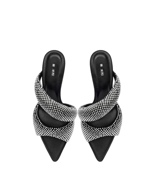 JW PEI Sara heeled mules in crystal, 3 of 4