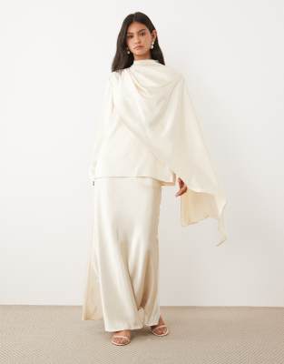 JW PEI satin maxi slip skirt co-ord in cream