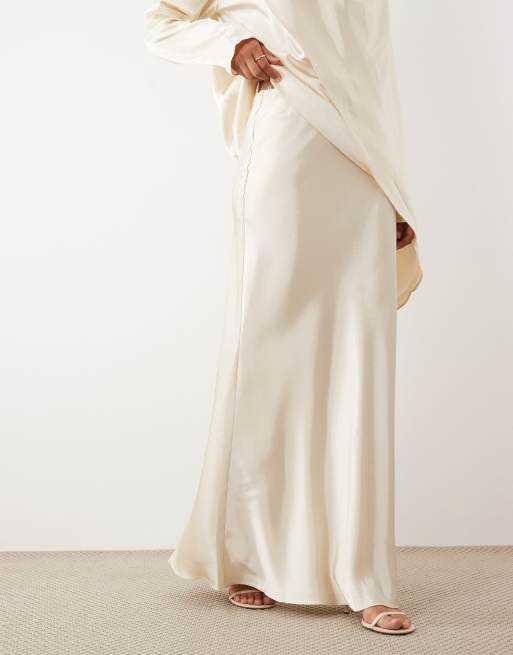 JW PEI satin maxi slip skirt co-ord in cream, 2 of 5