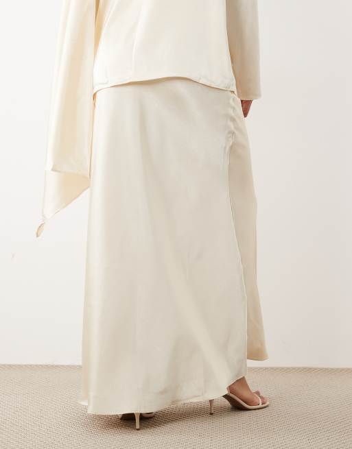 JW PEI satin maxi slip skirt co-ord in cream, 5 of 5
