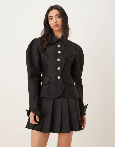 JW PEI satin pleated mini skirt in black (part of a set) - view 1