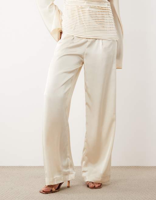 JW PEI satin wide leg trouser co-ord in cream, 2 of 5