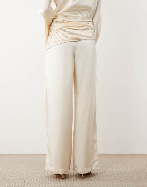 JW PEI satin wide leg trouser co-ord in cream, 5 of 5