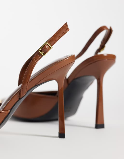 JW PEI - Savannah - Chaussures à talon et bride arrière avec pointe métallique - Marron caramel, 3 de 4
