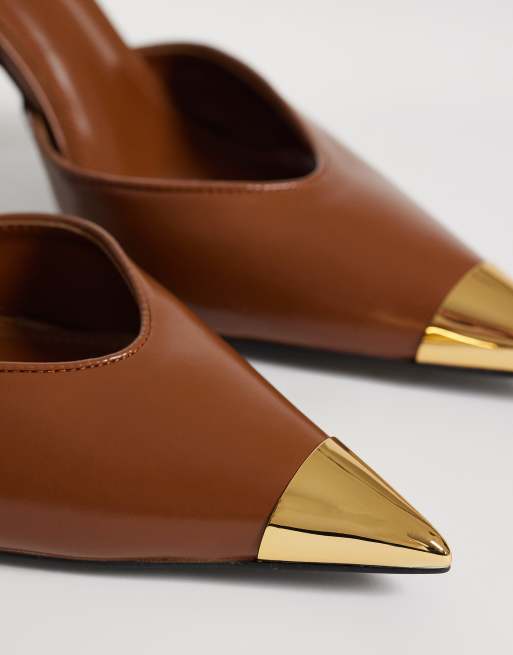 JW PEI - Savannah - Chaussures à talon et bride arrière avec pointe métallique - Marron caramel, 4 de 4