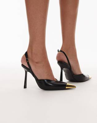 JW PEI - Savannah - Chaussures à talon et bride arrière avec pointe métallique - Noir