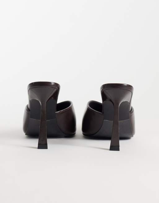 JW PEI Savannah mules med hæl og metaltådetalje i brun, 4 af 5