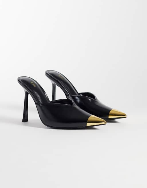 JW PEI Savannah Mules mit Absatz und Metallkappen-Detail in Schwarz, 2 von 5