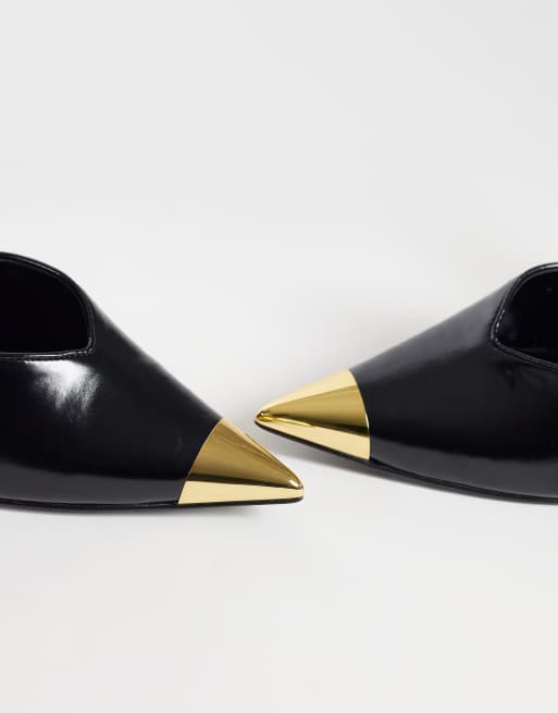 JW PEI Savannah Mules mit Absatz und Metallkappen-Detail in Schwarz, 3 von 5