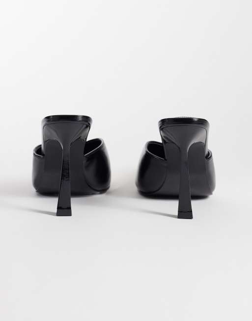 JW PEI Savannah Mules mit Absatz und Metallkappen-Detail in Schwarz, 4 von 5