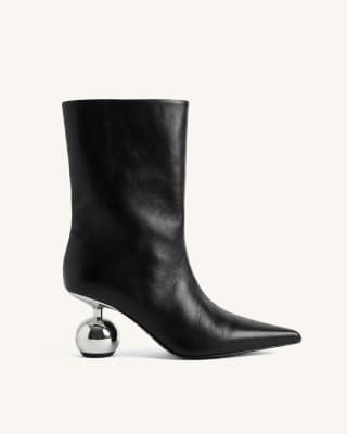 JW PEI Seraphine pointed orb heeled ankle boots in black | ASOS