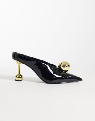 Jw Pei Sofia Angled Vamp Heel Mules In Black