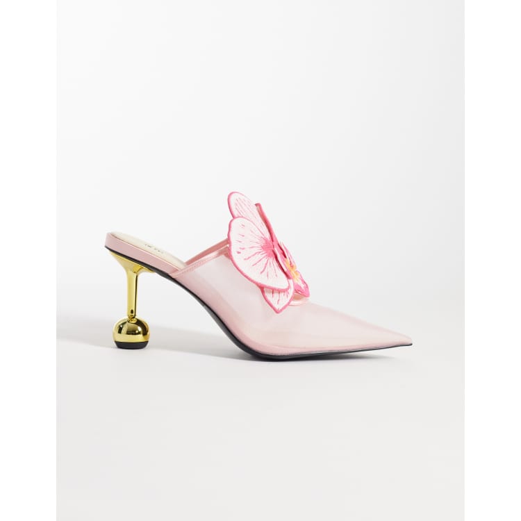 JW PEI Sofia orchid sphere heel mules in pink | ASOS