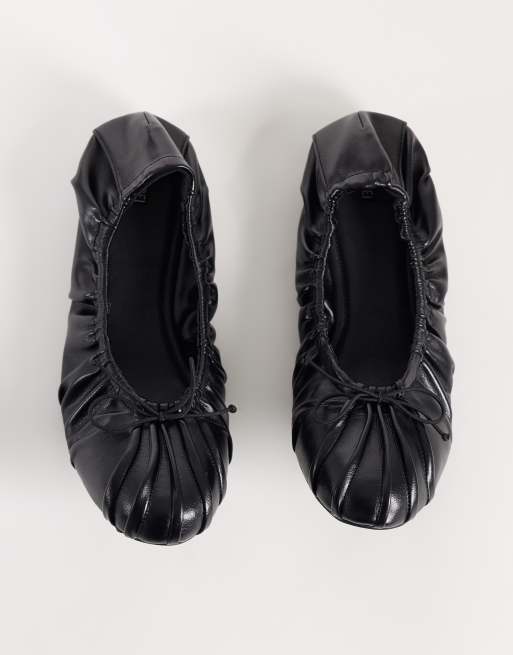 JW PEI Solenne ballerines froncées à lien de serrage noires, 3 de 5