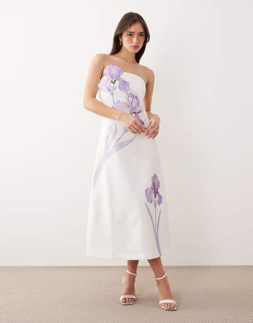 white purple floral dress Hearts & Roses Violet Whisper Swing Dress in White and Purple