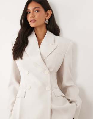 Jw Pei Structured Double Breasted Tailored Mini Blazer Dress In White