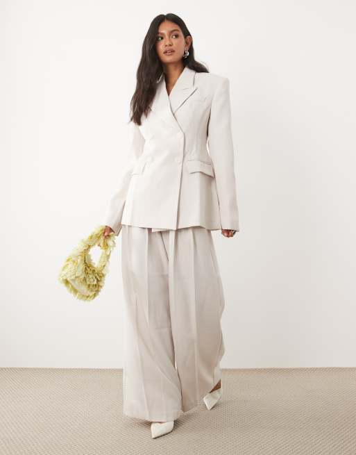 JW PEI structured double breasted tailored mini blazer in beige, 2 of 4