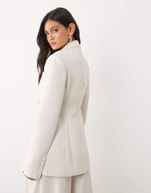 JW PEI structured double breasted tailored mini blazer in beige, 4 of 4