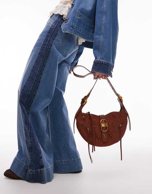 JW PEI Tessa faux suede studded shoulder bag in brown, 2 of 5