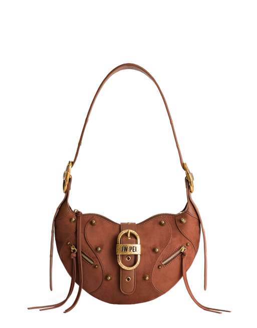 JW PEI Tessa suede studded shoulder bag in brown | ASOS