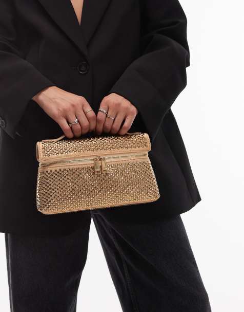 JW PEI Thea top handle bag with all over embellishment in light gold - view 1