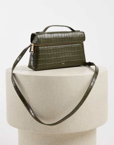 JW PEI Thea top handle vanity bag in olive green croc - view 1