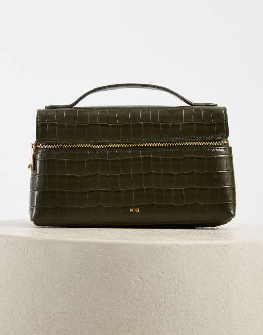 JW PEI Thea top handle vanity bag in olive green croc, 2 of 4