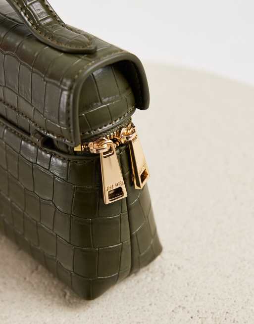 JW PEI Thea top handle vanity bag in olive green croc, 3 of 4