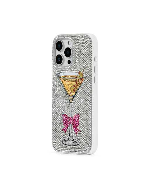 JW PEI – Verzierte Handyhülle in Silber mit funkelndem Martini-Motiv, 2 von 3