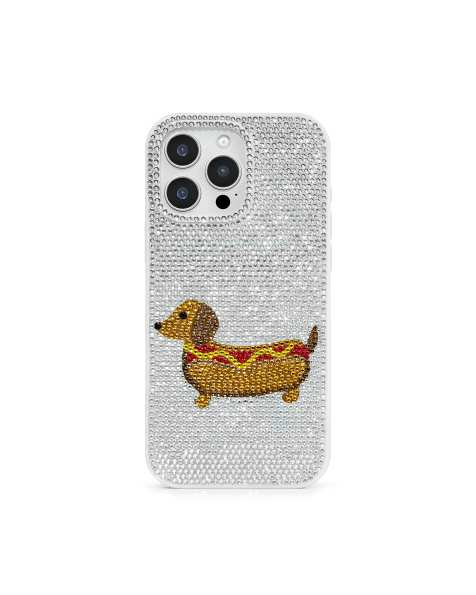 JW PEI wiener dog embellished phone case in silver - view 1